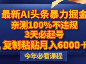 AI掘金3天起号秘籍：0封号暴力玩法，复制粘贴月入5000+大揭秘-54创业网