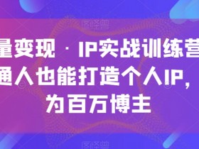 普通人如何打造个人IP？流量变现训练营教你成为百万博主-54创业网