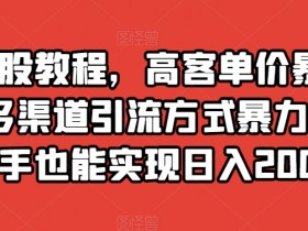 炒股教程：新手日入2000+的高客单价变现秘籍，暴力涨粉引流全攻略-54创业网