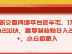 最新薅羊毛赚钱方法：1万播放200元，复制粘贴日赚200+，新手小白速看！-54创业网