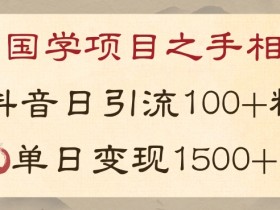 国学粉引流变现：抖音国学项目日引100人，单日赚1500元实战揭秘-54创业网