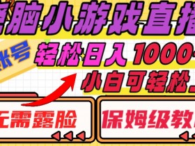 烧脑小游戏直播赚钱：日入1000+保姆级教程，不露脸零基础速上手-54创业网