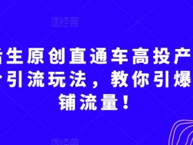 直通车高投产低价引流玩法：后生原创引爆店铺流量技巧-54创业网