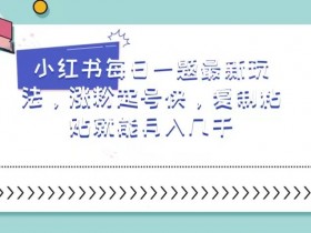 小红书每日一题怎么玩？最新涨粉秘籍，复制粘贴轻松月入5000+-54创业网