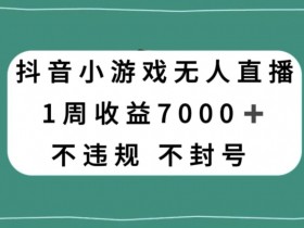 抖音无人直播小游戏7天赚7000+：不封号秘诀+官方流量扶持大揭秘-54创业网