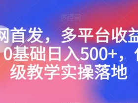 全网首发：0基础日入500+的多平台收益项目，保姆级教学实操揭秘-54创业网