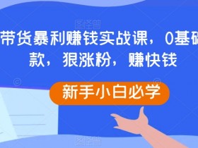 0基础抖音带货暴利赚钱课：爆款涨粉秘籍，新手速赚快钱实战-54创业网