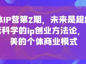 超级个体IP营第2期：科学创业方法论，打造小而美个体商业模式-54创业网