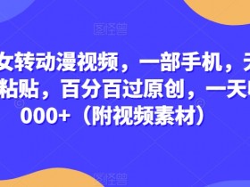 真人美女转动漫视频：手机无脑搬运，日赚2000+原创秘籍（附素材）-54创业网
