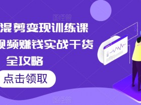 短视频赚钱实战：混剪变现训练课程，干货全攻略-54创业网
