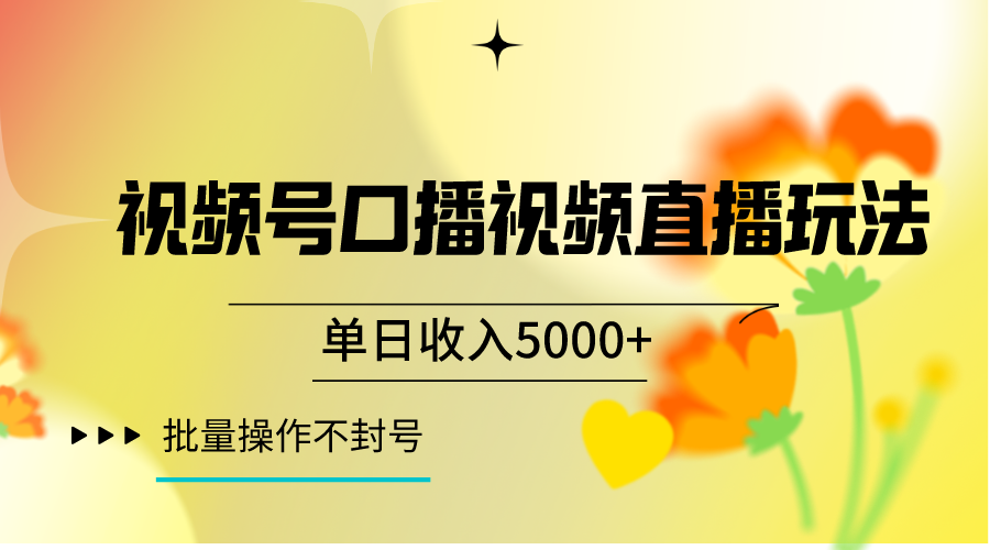 视频号口播直播赚钱：单日收入5000+的可持续玩法揭秘-54创业网
