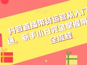 抖音直播带货教程：新手小白快速掌握带货全流程运营技巧-54创业网