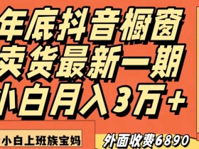 年底抖音橱窗卖货秘籍：小白月入3万实操课，宝妈上班族速学！-54创业网