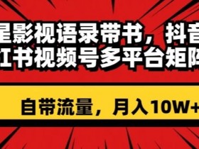 明星影视语录书单：多平台矩阵运营秘籍，轻松月入10W+流量变现攻略-54创业网