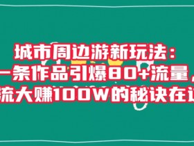 城市周边游引流秘诀：1条作品爆80W流量，轻松赚100W【实战揭秘】-54创业网