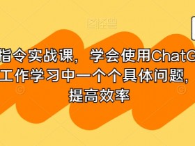ChatGPT指令实战课：10个高效技巧解决工作学习难题，提升效率-54创业网
