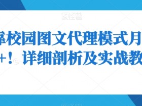 校园图文代理赚钱秘籍：月入8000+实战教程大揭秘-54创业网