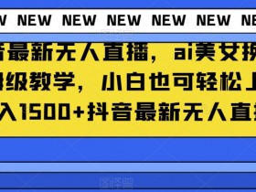 抖音无人直播AI美女换装教程：小白日赚1500+保姆级教学大揭秘-54创业网