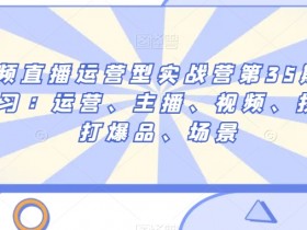 短视频直播运营实战营35期：运营主播视频投放爆品场景全攻略-54创业网