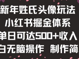 小红书新年姓氏头像教程：0-1搭建暴力掘金体系，小白轻松日赚500零花钱-54创业网