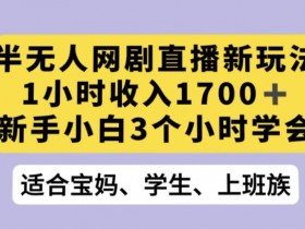 半无人直播新玩法：1小时赚1700+，新手3小时速成网剧直播赚钱秘籍-54创业网