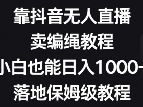 抖音无人直播卖编绳教程：小白日赚1000+保姆级实操揭秘-54创业网