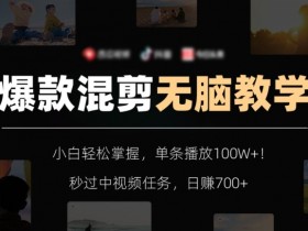 爆款混剪教学：小白3步日赚700+，100W播放秒过中视频任务！-54创业网