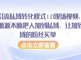 抖音私域引流转化实战：1.0现场视频教你从抖音加粉到私域变现-54创业网