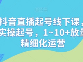 抖音直播起号线下课：0~1实操教学，1~10+放量稳号技巧，手把手教你精细化运营-54创业网