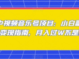 中视频音乐号赚钱秘籍：小白副业变现指南，轻松月入过万-54创业网