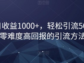 单日收益1000+的引流秘籍：零难度高回报，轻松引流500人【揭秘】-54创业网