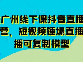11月底广州抖音直播模型特训营：短视频锤爆直播间平播可复制模型落地课-54创业网