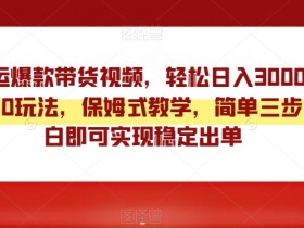 搬运爆款视频带货3.0玩法：保姆教学3步日入3000+，小白轻松出单-54创业网