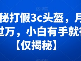 3c头盔打假揭秘：月入过万副业，新手小白轻松上手实操教程-54创业网