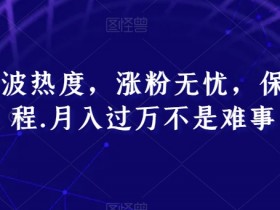 涨粉无忧保姆教程：跟着热度月入过万，揭秘吸金秘籍-54创业网