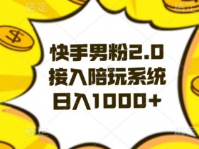快手男粉2.0暴利玩法：陪玩系统日赚1000+实操教程-54创业网