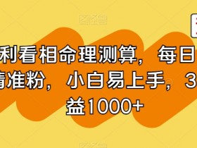 暴利算命项目：3天赚1000+，日引100精准粉，新手轻松上手-54创业网