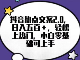 抖音热门文案2.0：日赚500+上热秘籍，新手当天提现实操大公开-54创业网