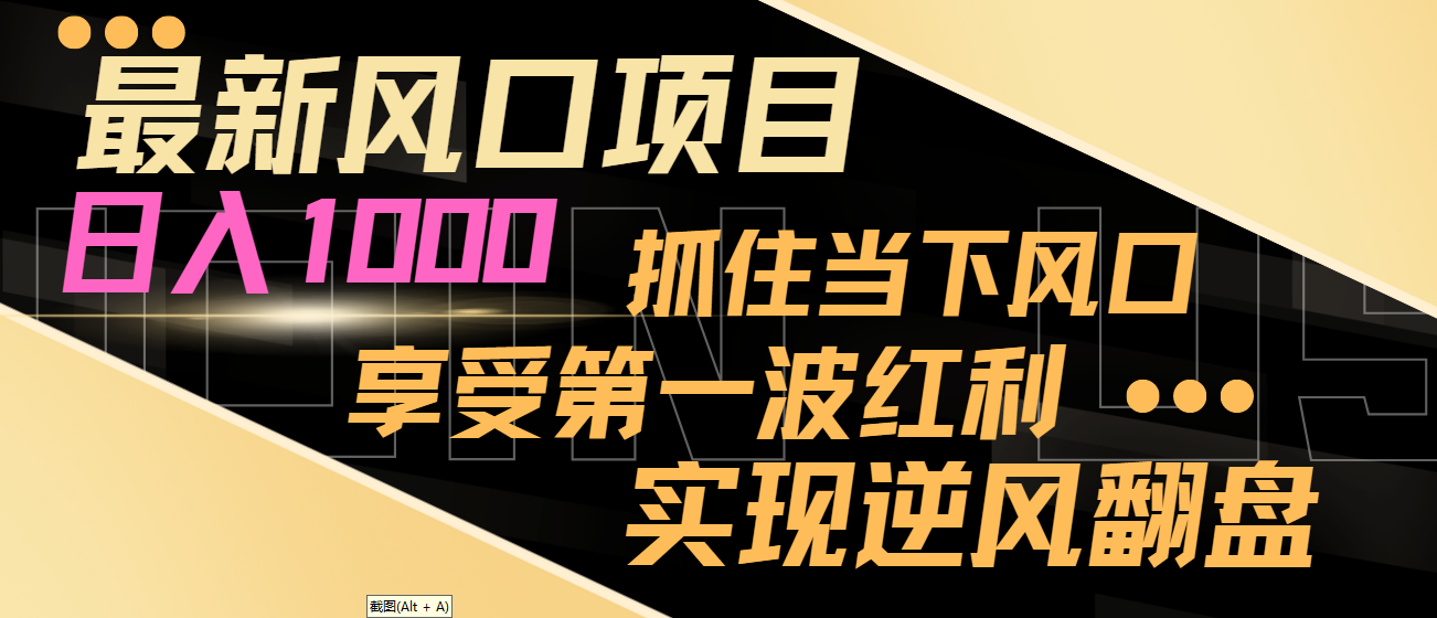 日入过千的风口项目：抓住当下红利实现逆风翻盘-54创业网