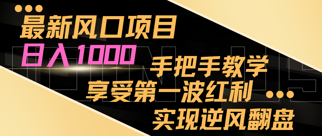 日入1000的风口项目：手把手教学带你抢第一波红利逆袭-54创业网
