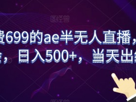 699元AE半无人直播技术揭秘：半小时学会日赚500+，当天见效-54创业网