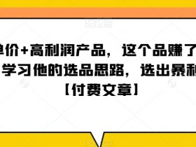 高利润产品选品秘诀：单客价+暴利产品，他靠这个赚了10万+！【付费文章】-54创业网
