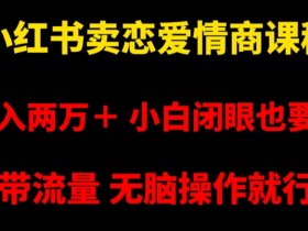 恋爱情商课程小红书热卖：月入2万+，小白轻松上手，流量爆棚无脑操作-54创业网