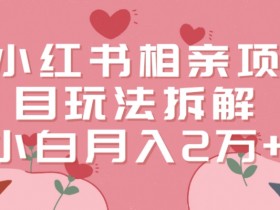 相亲副业月入2万？小红书相亲项目玩法拆解大揭秘-54创业网