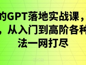 浩哥GPT落地实战课：从入门到高阶，一网打尽GPT高端玩法-54创业网