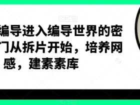 短视频编导入门指南：拆片技巧、网感培养与素库搭建秘籍-54创业网