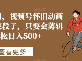 视频号赚钱秘籍：怀旧动画+搞笑段子剪辑，轻松日入500+蓝海项目揭秘-54创业网