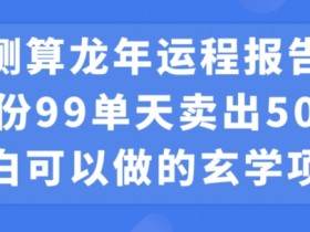 龙年运程报告0成本赚钱：小白玄学项目日入9900元实操揭秘-54创业网
