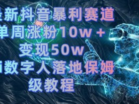 AI数字人暴利赛道：单周涨粉10w＋变现50w保姆级教程【揭秘】-54创业网
