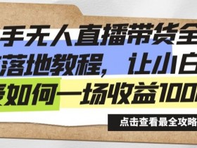 快手无人直播带货教程：小白轻松日赚1000+的实操秘籍-54创业网